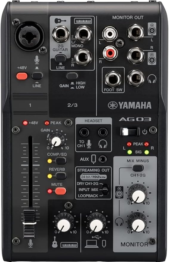 ヤマハ(YAMAHA) ライブストリーミングミキサー 3チャンネル ブラック AG03MK2 B